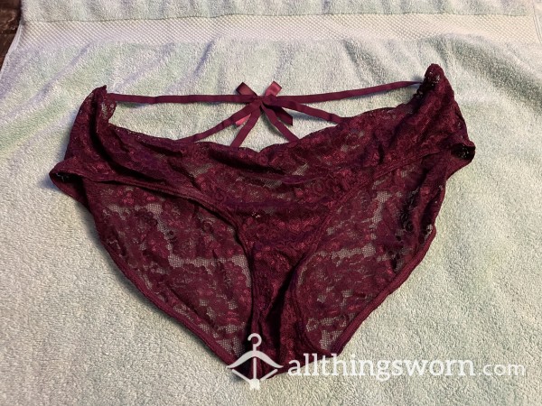 PLUM OPEN BACK PANTIES- WORN OR CLEAN