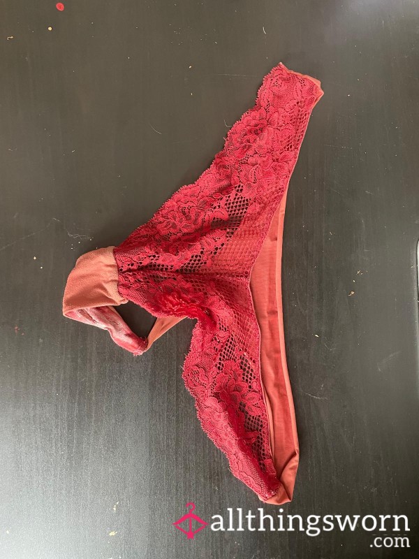 Post S** Red Lace Thong