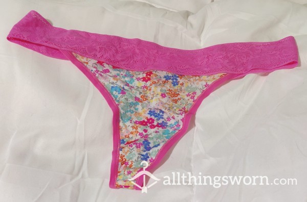 Pretty Flor*l Thong Panty, Soft, Smelly, And Delightful