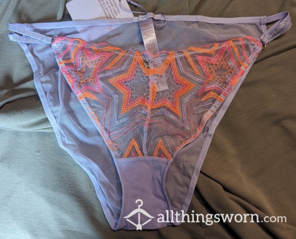 Purple And Orange Lace Mesh Back Panties