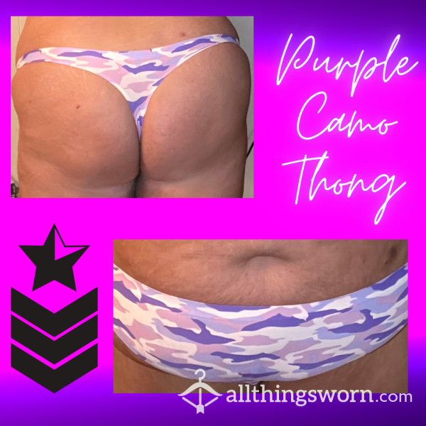 Purple Camo Print Thong