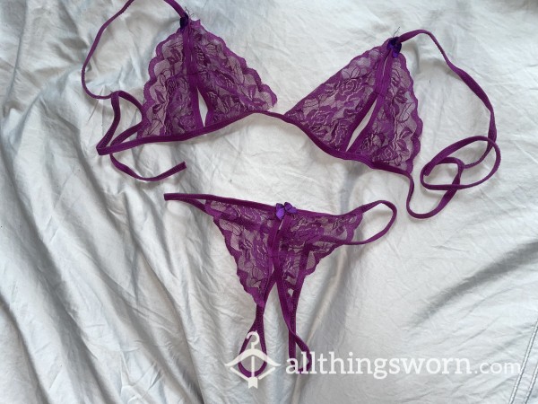 Purple Crotchless Lingerie Set - Unworn