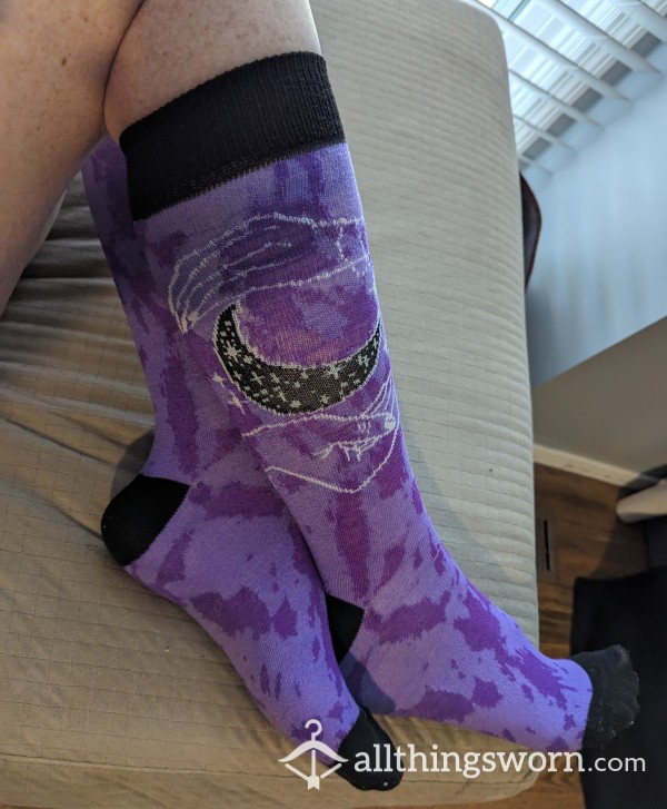 Purple Moon And Hands Knee Highs