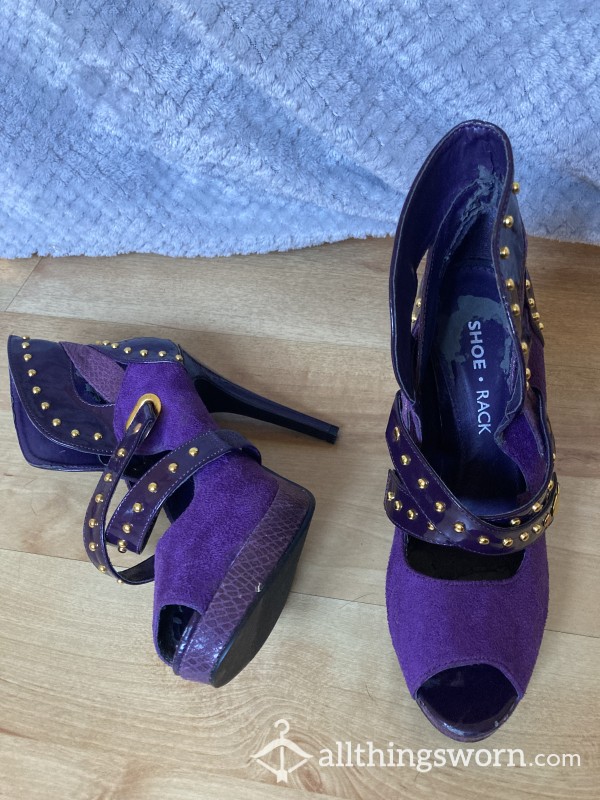 Purple P**p Toe High Heels, UK 6