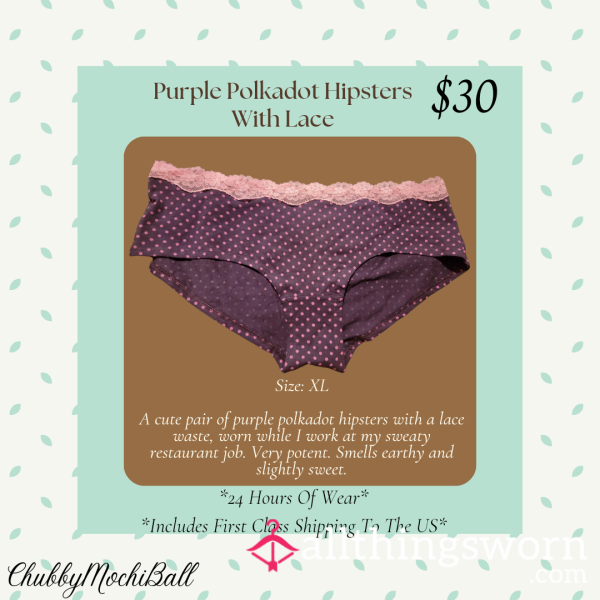 Purple Polkadot Hipsters With Lace