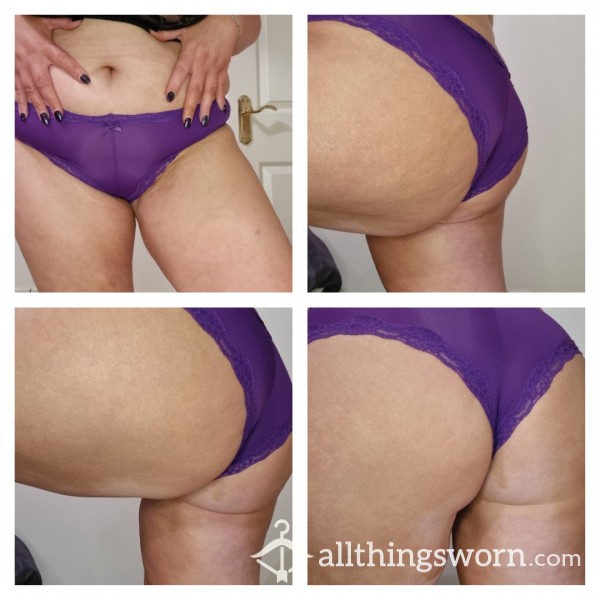 Purple Satin And Lace Fullback Panties