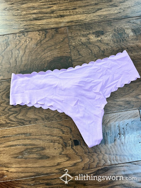 Purple Seamless Scalloped Thong