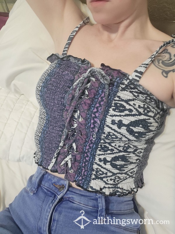 Purple Spaghetti Strap Crop Top