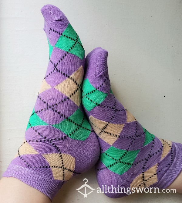 Purple & Teal Argyle Socks💜