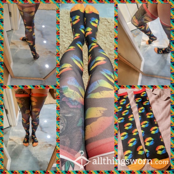 🌈 Rainbow Kiss 💋 Thigh Highs 😍