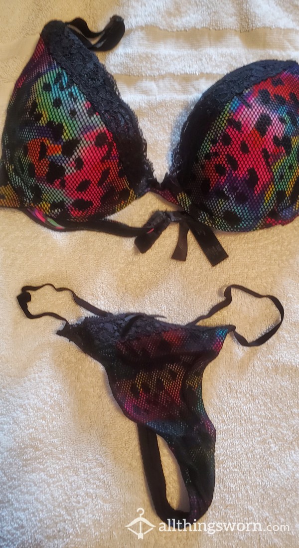 Rainbow Leopard Print Bra & Thong - CUSTOM WEAR