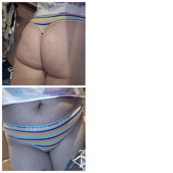 Rainbow Striped Ribbed  Thong