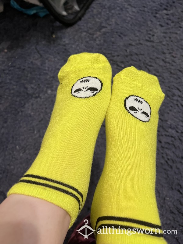 Ready-To-Be-Worn: Neon Green Jack Skellington Ankle Socks