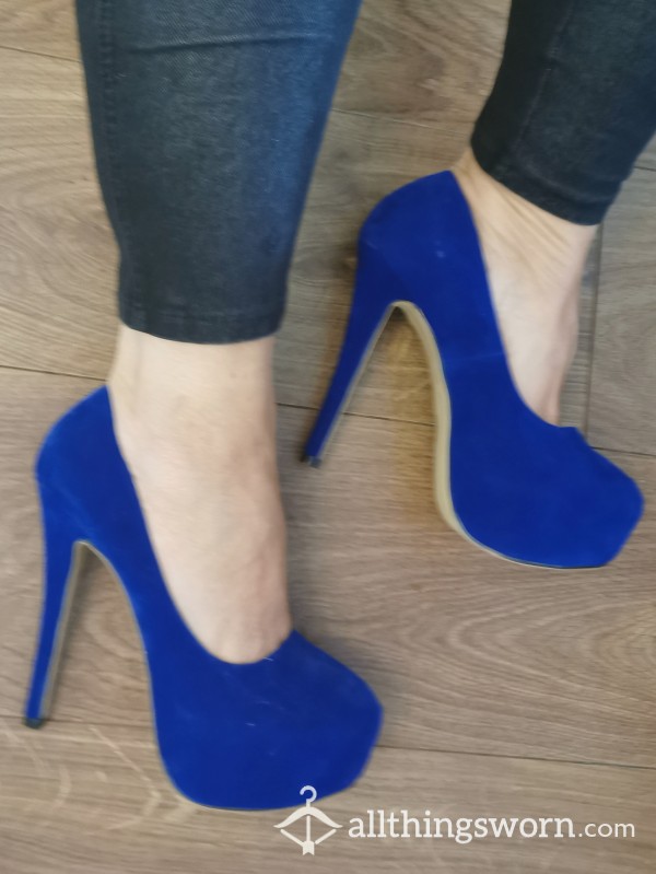 Really High Royal Blue Stilettos. Amazing Pair Well Worn. Soooo S**y Hot As Hell £30 💯🔥🔥🔥🔥