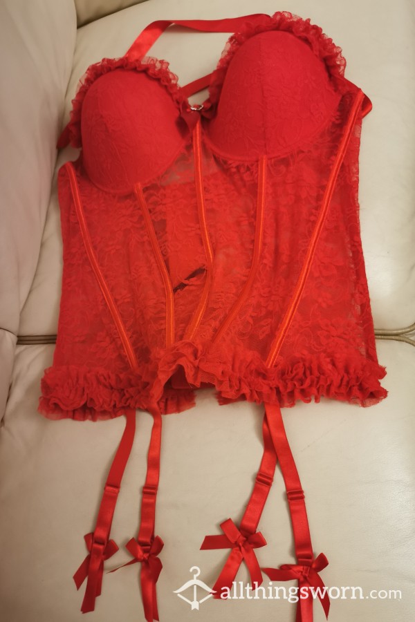 Really Hot So S**y Worn 12 Hours. Full Of My Feminine Scent. Red Underwire Basque With Detachable Suspenders. Size 18 UK Or Xl. All Special Requests Ect Welcome £30