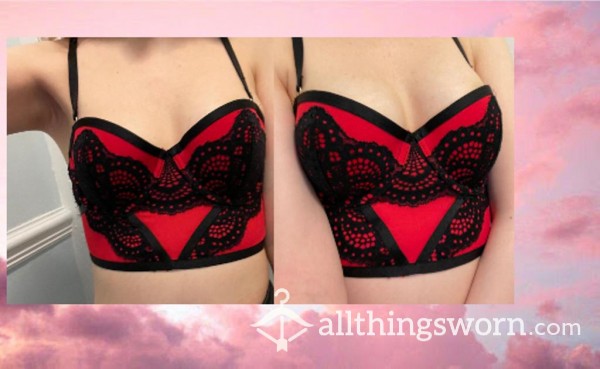 Red & Black Corset Style Bra