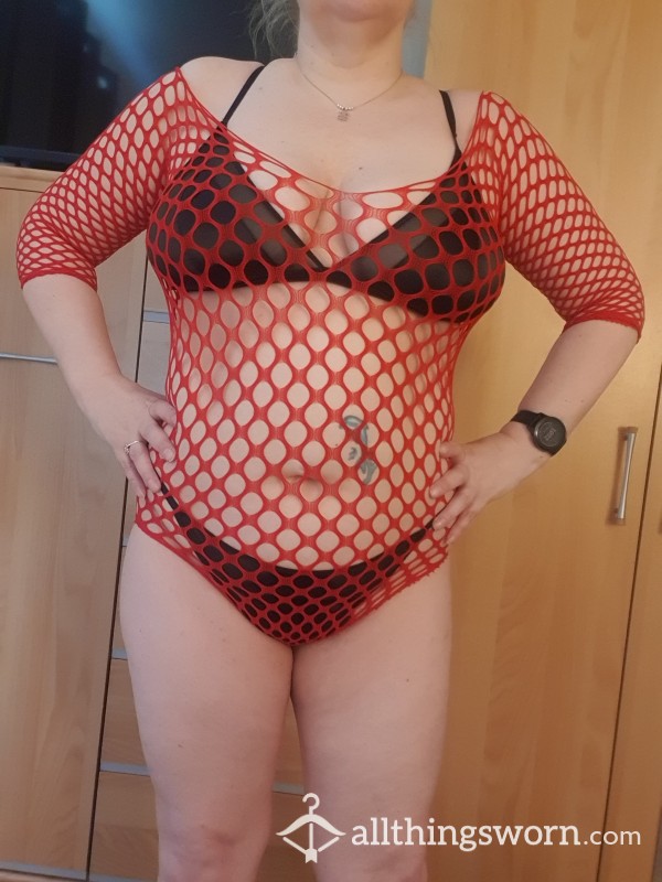 Red Fishnet Bodysuit