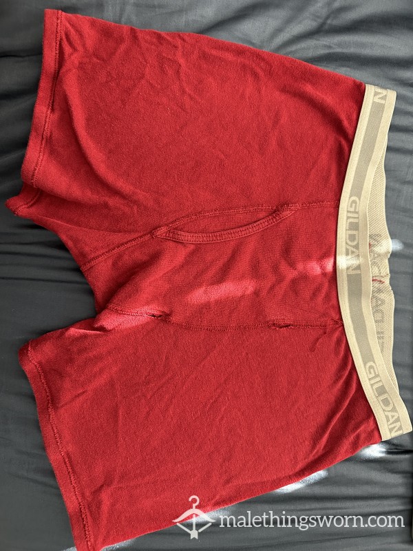 Red Gildan Mens Boxer Briefs Medium