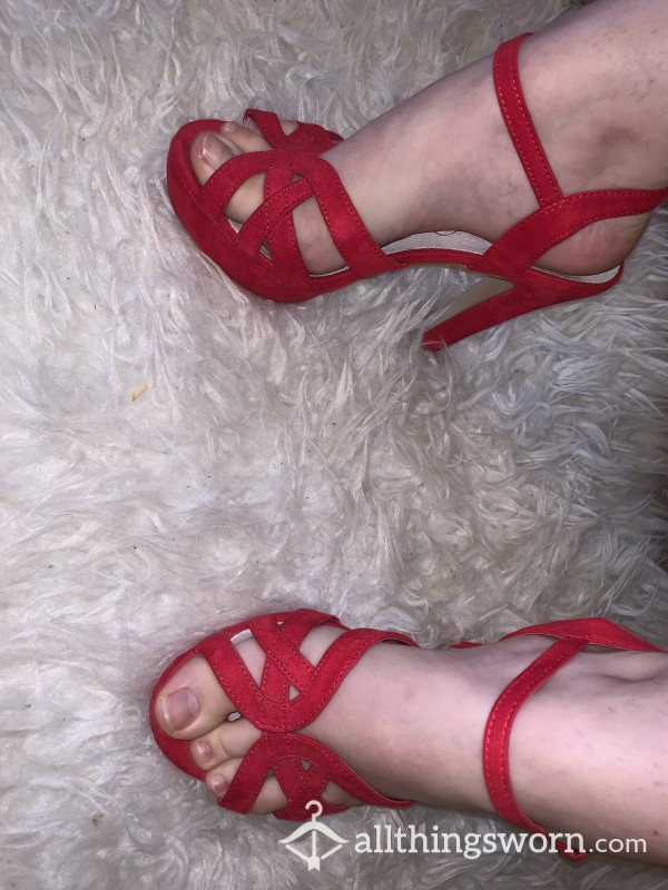 Red High Heeled Sandals