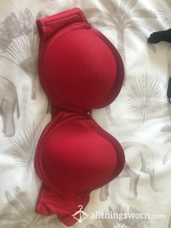 Red, Lacey Strapless Bra, 36B