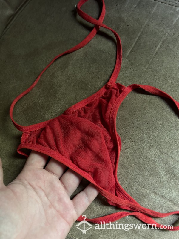 Red Mesh Crotch Less Panties