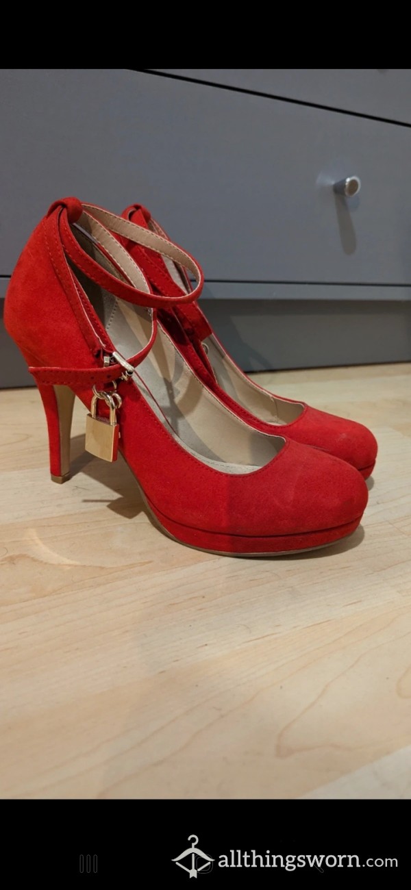 Red Pad Lock Heels