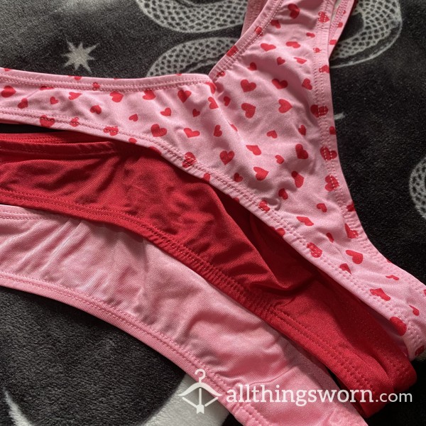 Red & Pink Love Heart Thongs