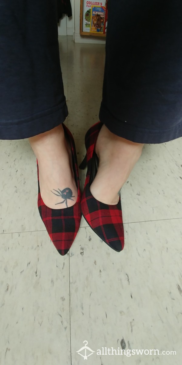 Red Plaid Heels