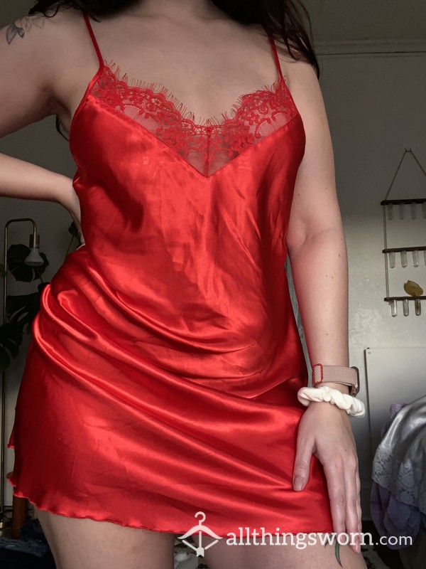 Red Satin Babydoll Dress