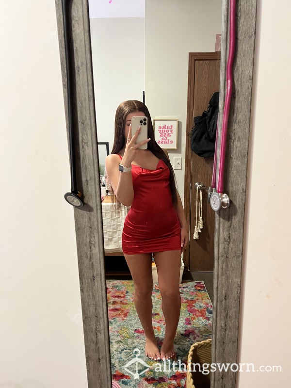 Red Satin Slip Dress