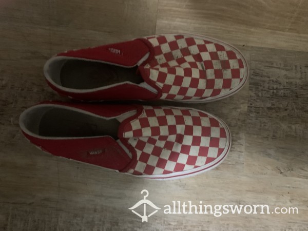 Red, White Slip On Vans