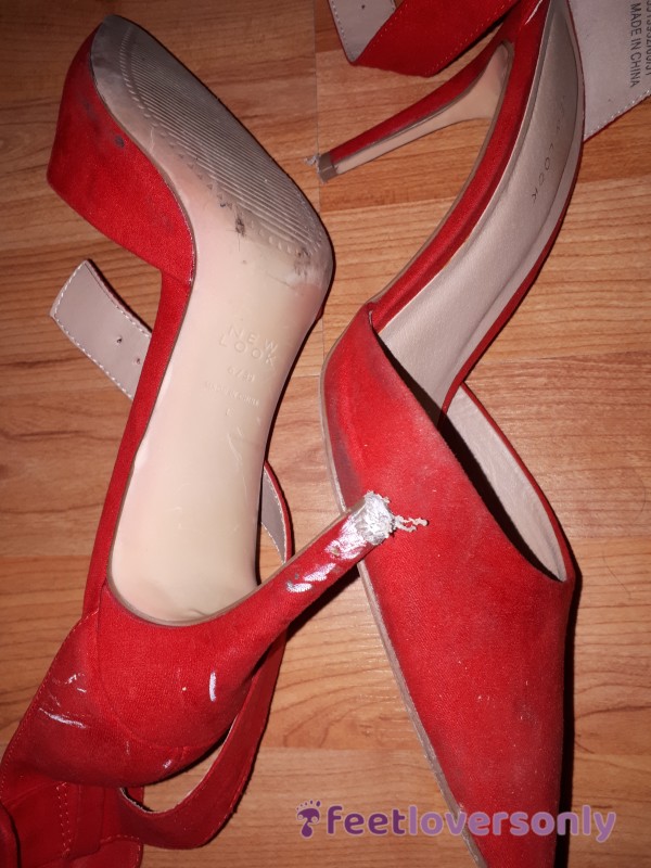 Red, Worn,dirty, Heels