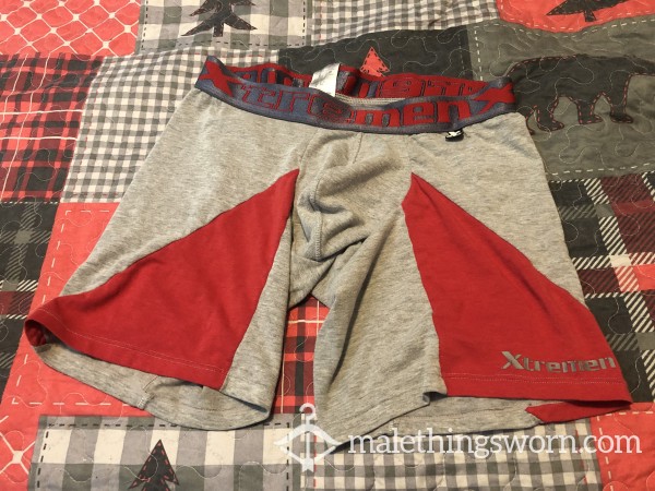 Red/Grey Xtremen Boxer Briefs Worn Large