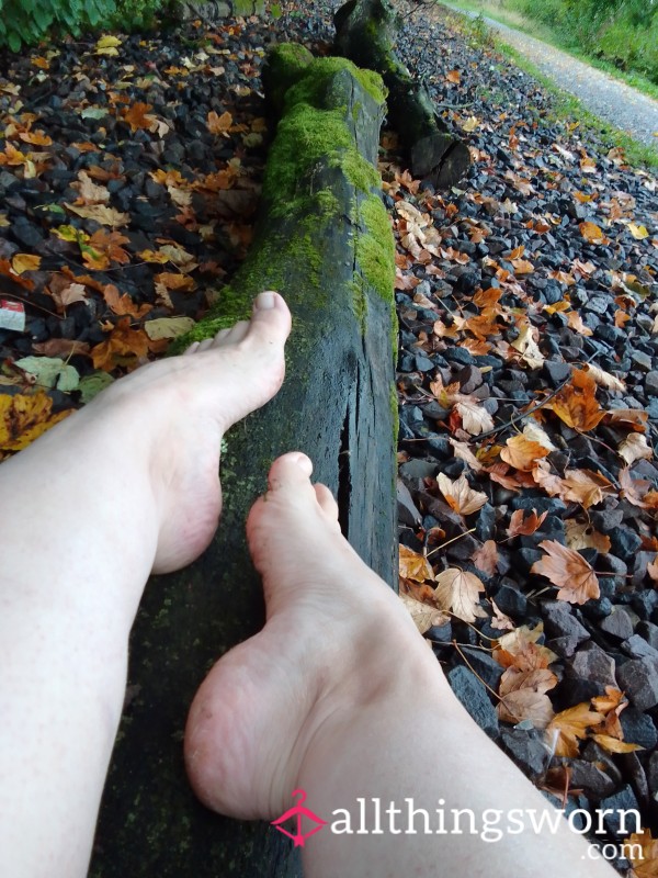 Relaxing Barefoot In The Forest