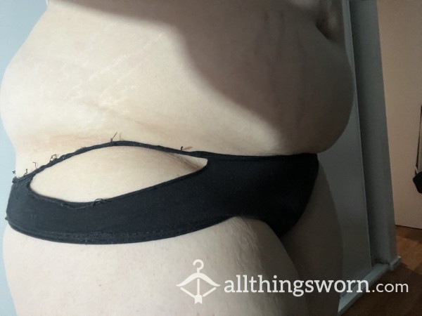 *SOLD* Ripped Black Cotton Panties