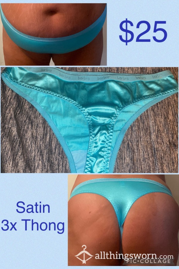 Satin 3x Blue Thong