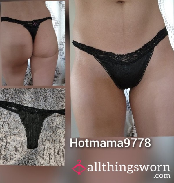 Satin Black Thong