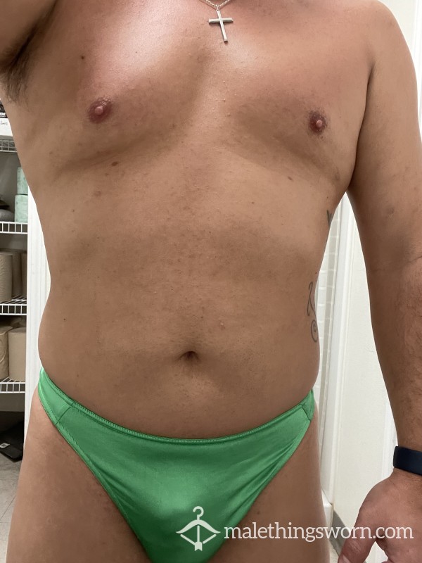 Satin Green Thong