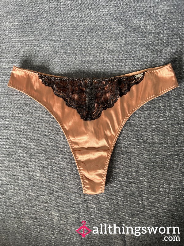 Satin Thong With Lace