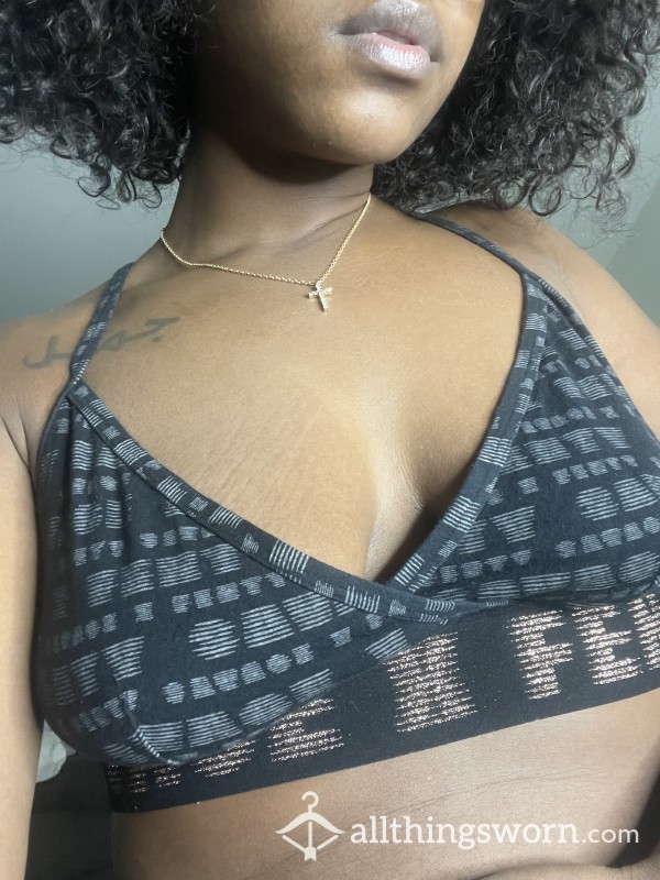 Savage X Fenty Racerback Bra - Sleep And Lounge With Me - Black, Grey And Gold Bra