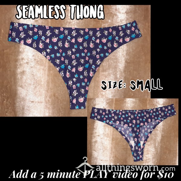 Seamless Thong - Navy Flor*l