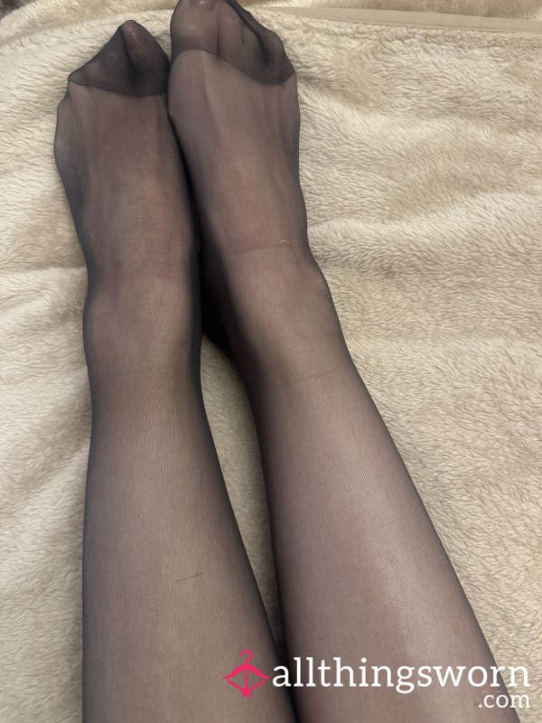 See Through Black Pantyhose Worn.