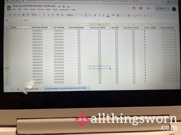 SELLER SPREADSHEET!!