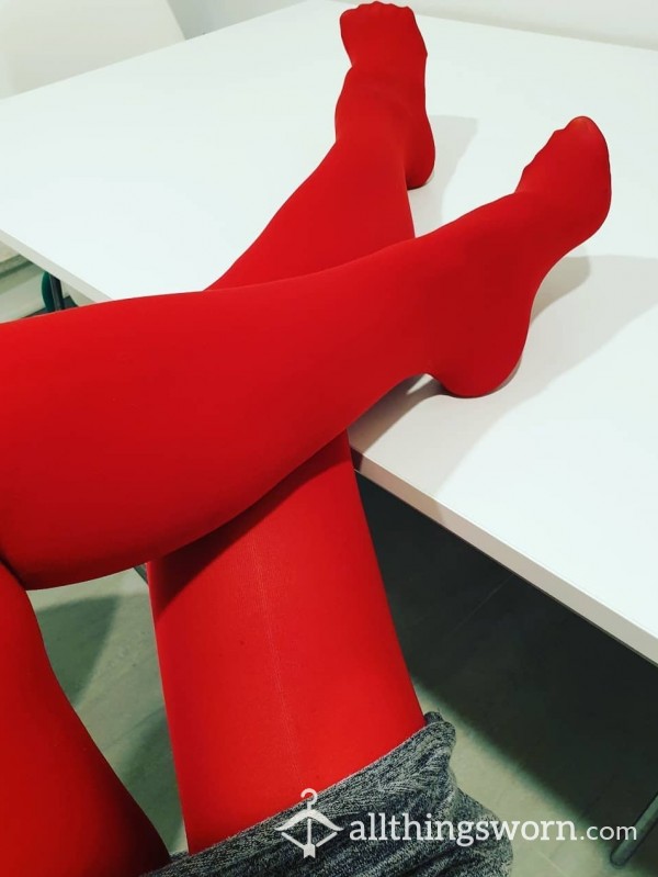 S**y And Scented Pair Of My Red Tights Worn For 24 Hours 🥰