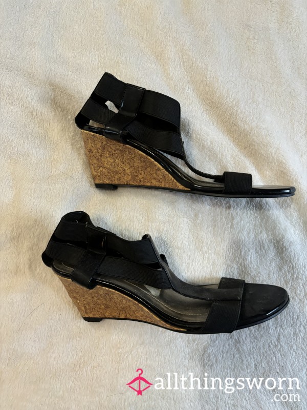 S**y Black Heeled Wedges Size 8.5