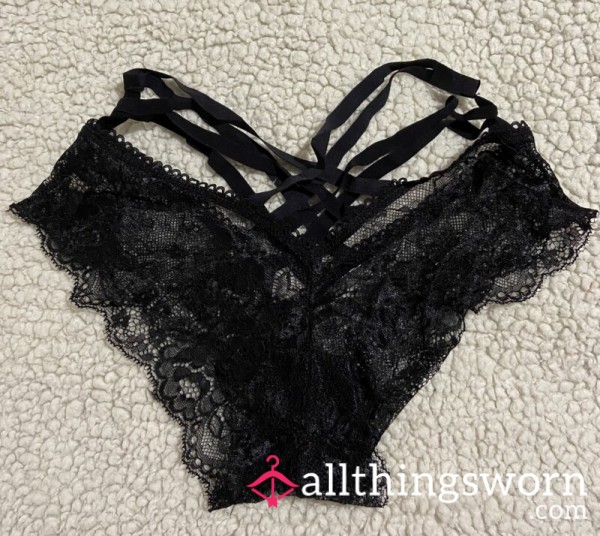 S**y Black Lace Strap Panty