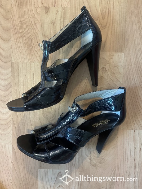 USED S**y Black Open Toed Michael Kors Heels