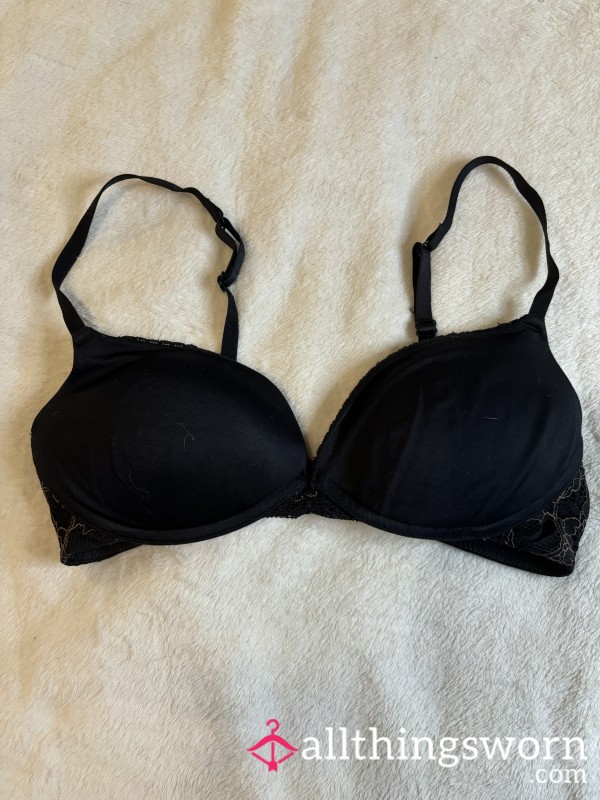 S**y Black Well Worn Lace Bra 34B