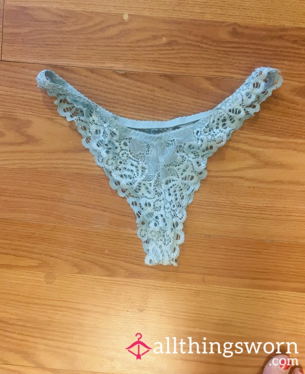 S**y Blue Brazilian Lace High Leg Panties