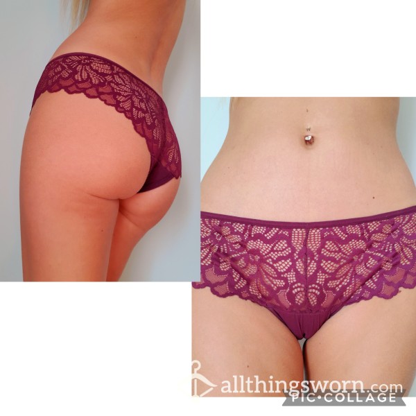 S**y Burgundy Lace Cheeky Panties